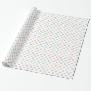 Cute Pastel Kitty Faces Pink Blue Green Yellow Wrapping Paper