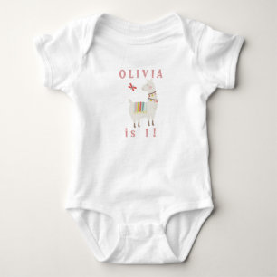 Cute Pastel Llama 1st Birthday Custom Name & Age Baby Bodysuit