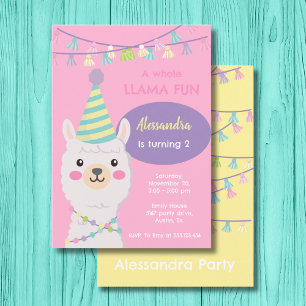 Cute pastel llama party Invitation