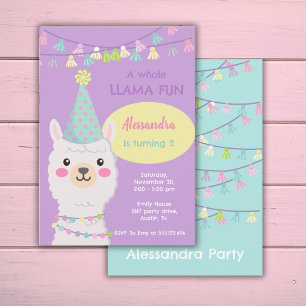 Cute pastel llama party Invitation