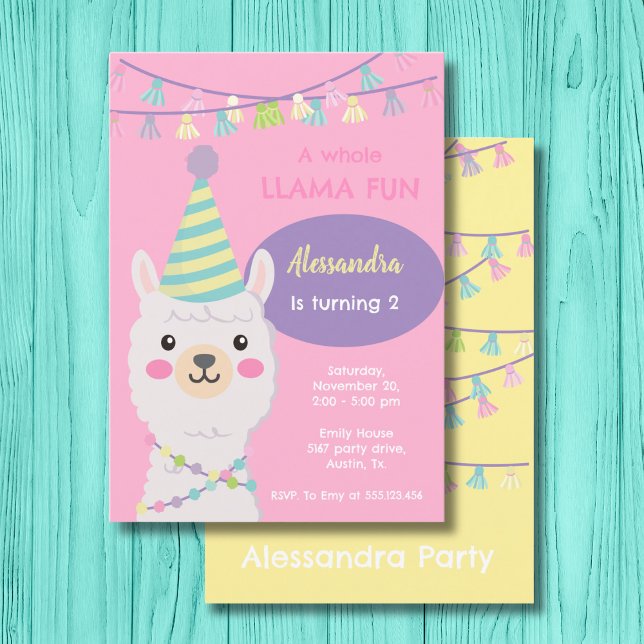 Cute pastel llama party Invitation (Creator Uploaded)
