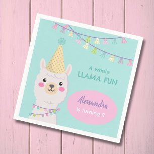 Cute pastel llama party napkin