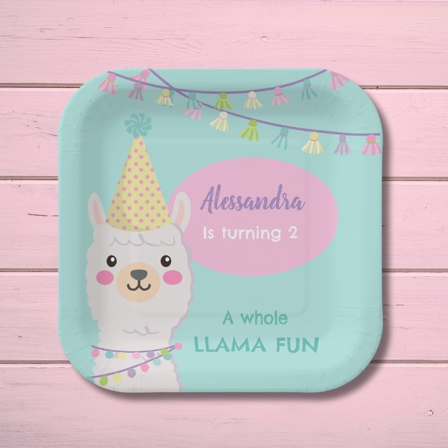 Cute pastel llama party paper plate (Creator Uploaded)