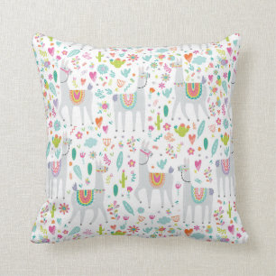 Cute Pastel Llama Pattern Cushion