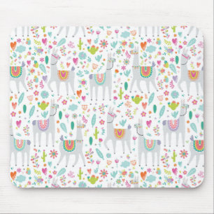 Cute Pastel Llama Pattern Mouse Mat