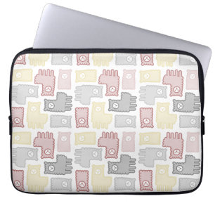 Cute Pastel Llama Puzzle Pattern Laptop Sleeve
