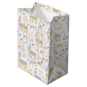 Cute Pastel Llamas and Rainbows Baby Shower Medium Gift Bag