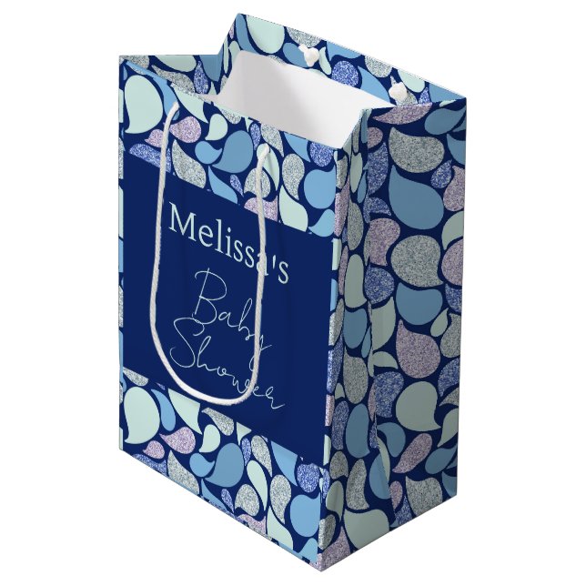 Cute Pastel Mermaid Tear Drop Girly Ocean Pattern Medium Gift Bag (Front Angled)