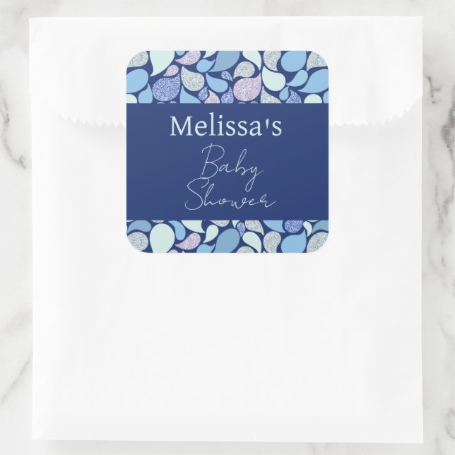 Cute Pastel Mermaid Tear Drop Girly Ocean Pattern Square Sticker (Bag)