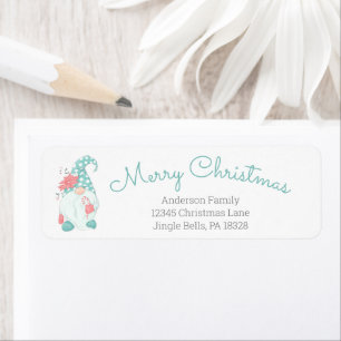 Cute Pastel Merry Christmas Gnome Return Address L