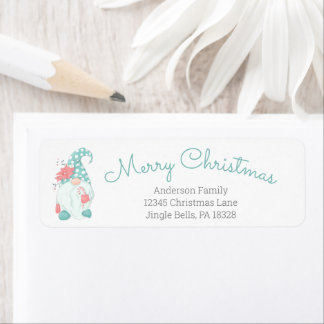 Cute Pastel Merry Christmas Gnome Return Address L