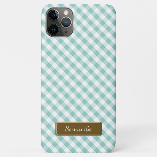 Cute Pastel Mint Gingham Pattern Case-Mate iPhone Case (Back)