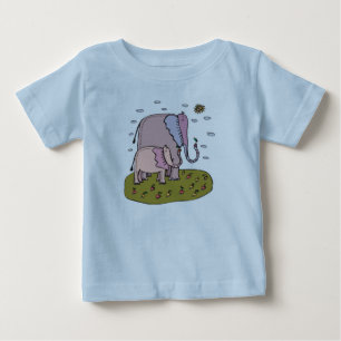 cute pastel mommy and baby elephant eating fruit T-Shirt
