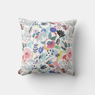 Cute Pastel Multi-Color Floral Pattern Cushion