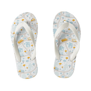 Cute Pastel Neighborhood Map Pattern Kid's Flip Flops