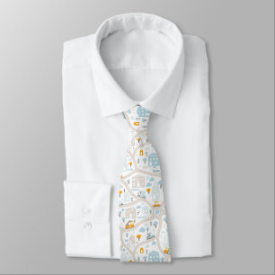 Cute Pastel Neighborhood Map Pattern Tie
