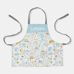 Cute Pastel Neighbourhood Map Pattern Apron