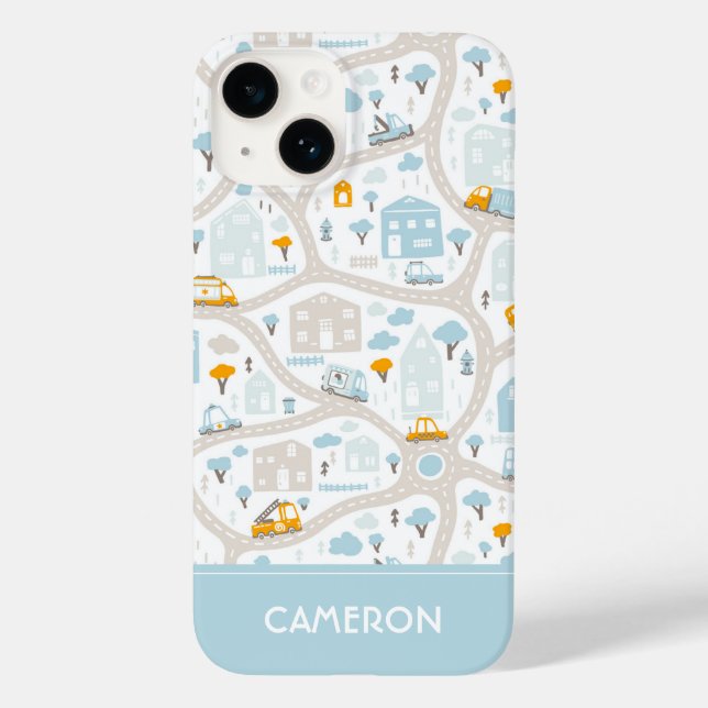 Cute Pastel Neighbourhood Map Pattern Case-Mate iPhone Case (Back)