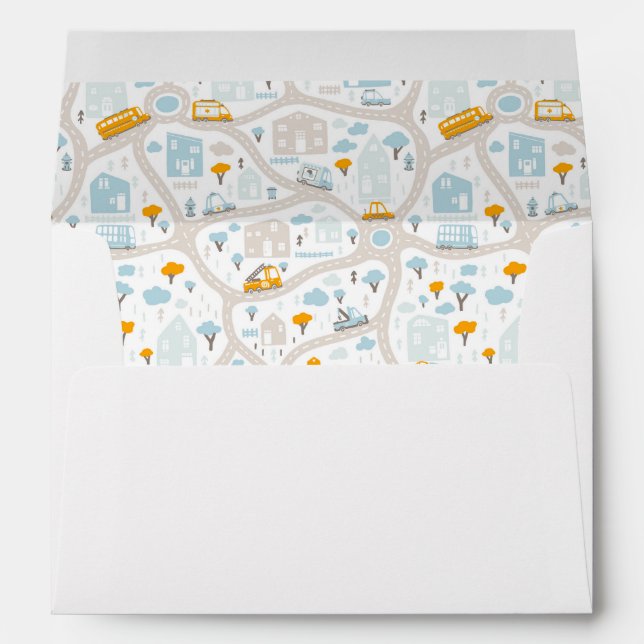 Cute Pastel Neighbourhood Map Pattern Envelope (Back (Bottom))