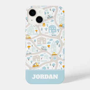 Cute Pastel Neighbourhood Map Pattern iPhone 14 Case