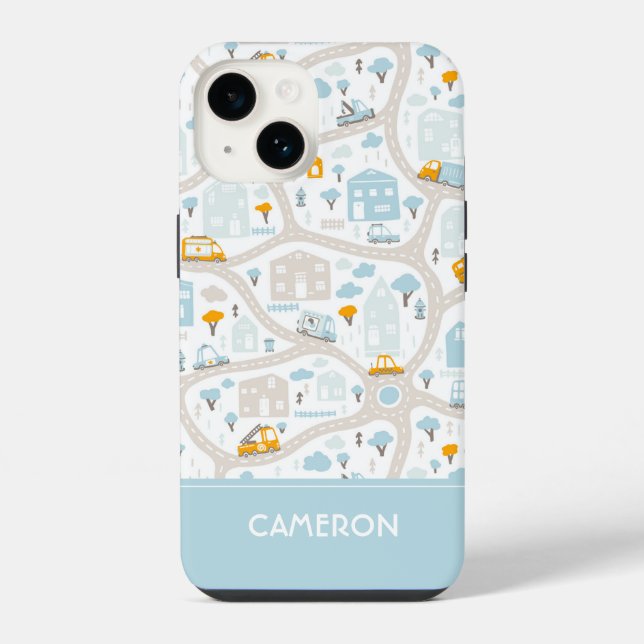 Cute Pastel Neighbourhood Map Pattern iPhone Case (Back)