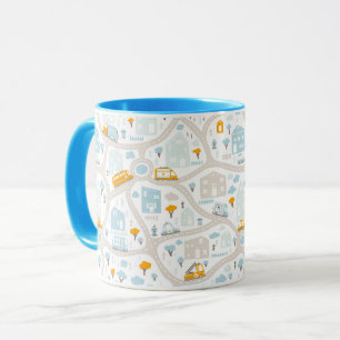 Cute Pastel Neighbourhood Map Pattern Mug