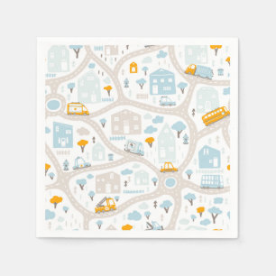 Cute Pastel Neighbourhood Map Pattern Napkin