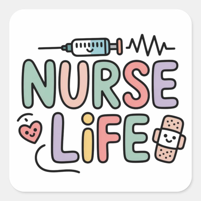 Cute Pastel Nurse Life Sticker – Kawaii Medical  (Front)