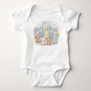 Cute Pastel Nursery Animal Collection Baby Bodysuit