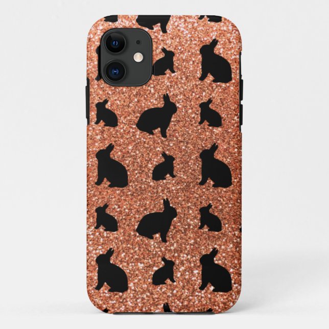 Cute pastel orange bunny glitter pattern Case-Mate iPhone case (Back)