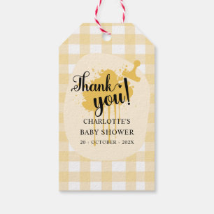 Cute Pastel Orange Gingham Baby Shower Gift Tags