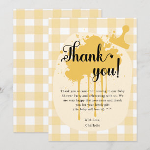 Cute Pastel Orange Gingham Baby Shower Thank You Card
