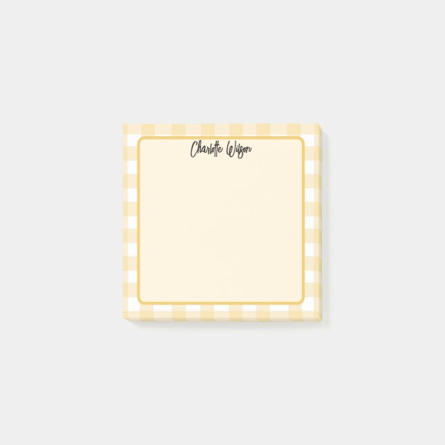 Cute Pastel Orange Gingham Pattern Notes (Front)
