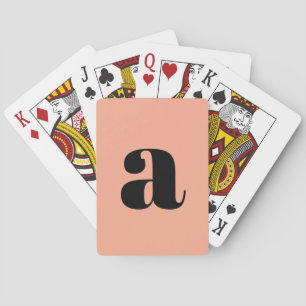 Cute Pastel Orange Monogram Retro Lettering Playing Cards