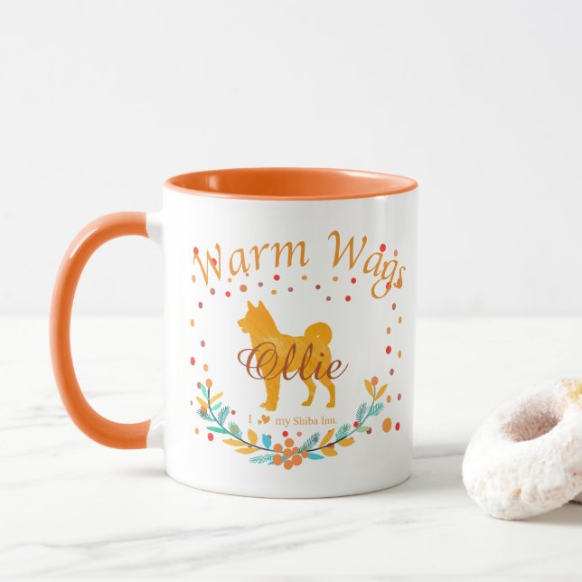 Cute Pastel Orange Shiba Inu | Custom Christmas Mug (With Donut)