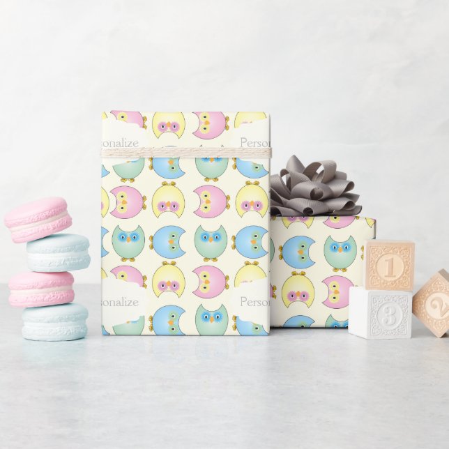 Cute Pastel Owls Wrapping Paper (Baby Shower)
