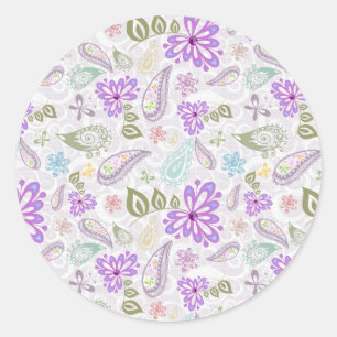 Cute pastel paisley patterns classic round sticker