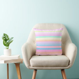 Cute pastel palette artistic striped cushion