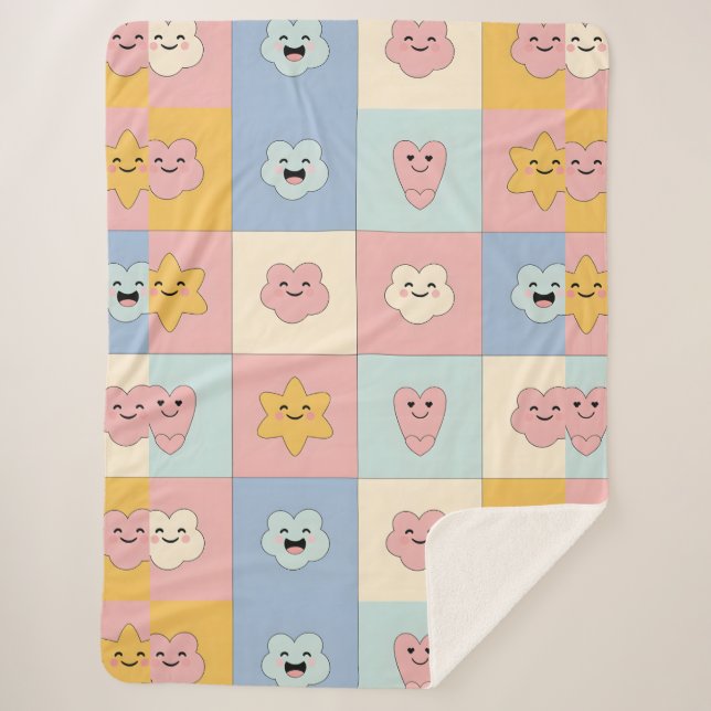 Cute Pastel Patchwork Blanket (Front)
