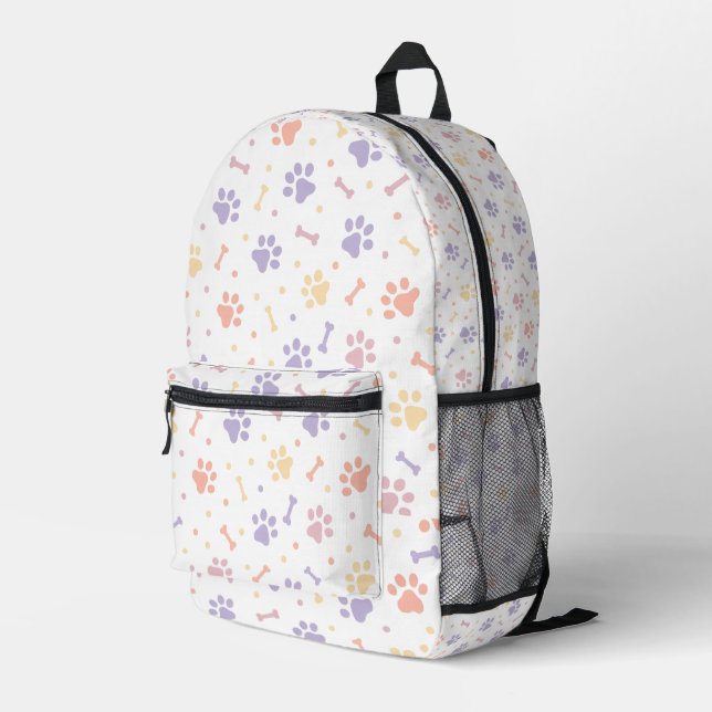 Cute Pastel Paw Print  Printed Backpack (Back Corner Right)