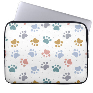 Cute Pastel Paw Prints Minimalist Pattern Laptop Sleeve