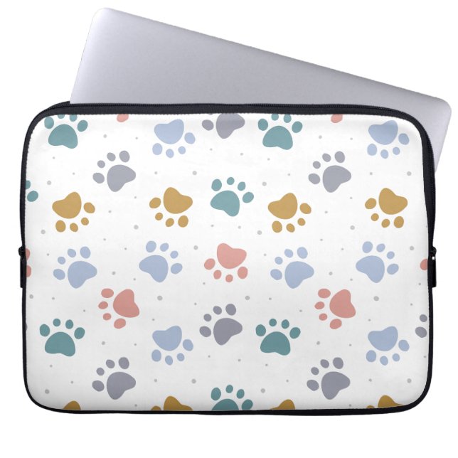 Cute Pastel Paw Prints Minimalist Pattern Laptop Sleeve (Front)