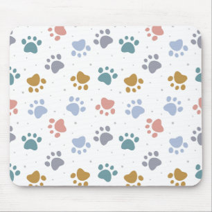 Cute Pastel Paw Prints Minimalist Pattern Mouse Mat
