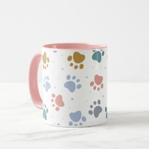 Cute Pastel Paw Prints Minimalist Pattern Mug
