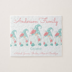 Cute Pastel Personalised Christmas Gnome Elf  Jigsaw Puzzle