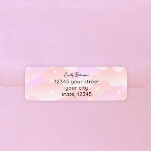Cute Pastel Pink Aesthetic Clouds Return Address