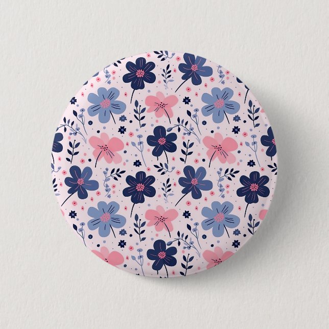 Cute Pastel Pink And Blue Floral Spring Garden 6 Cm Round Badge (Front)
