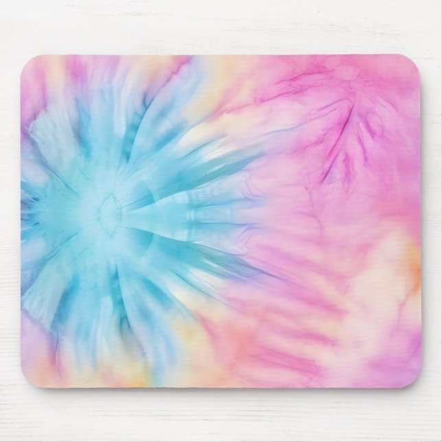Cute Pastel Pink and Blue Tie Dye Mouse Mat (Front)