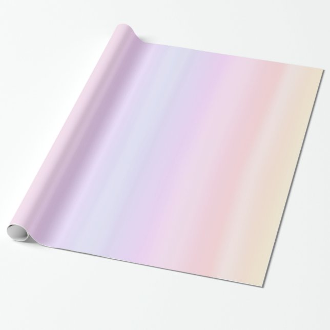 Cute Pastel Pink Blue Rainbow Gradient Wrapping Paper (Unrolled)
