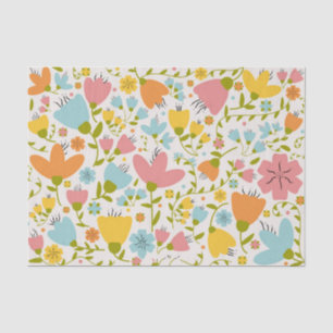 Cute Pastel Pink Blue Yellow Floral Tissue Paper